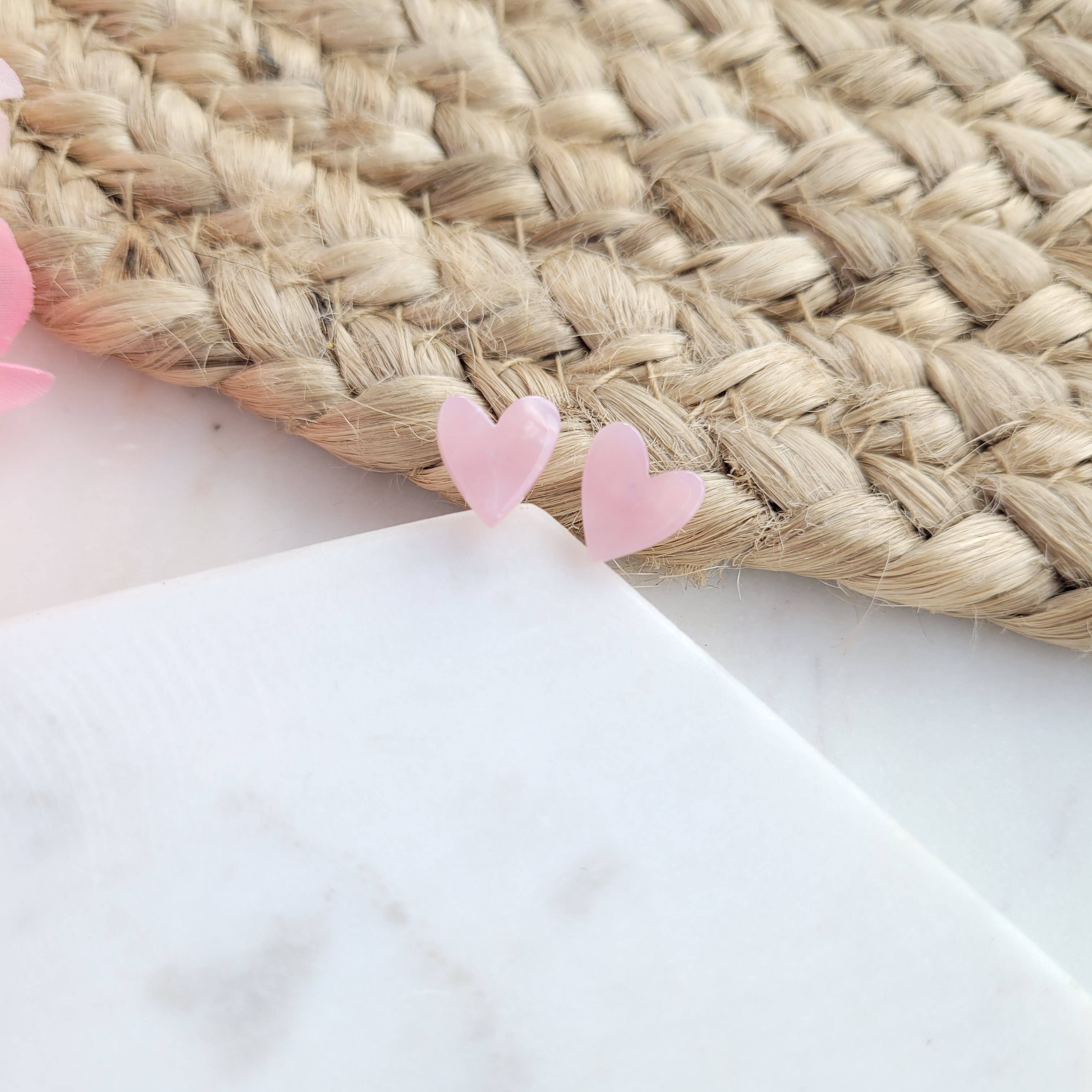 Pink Heart Studs