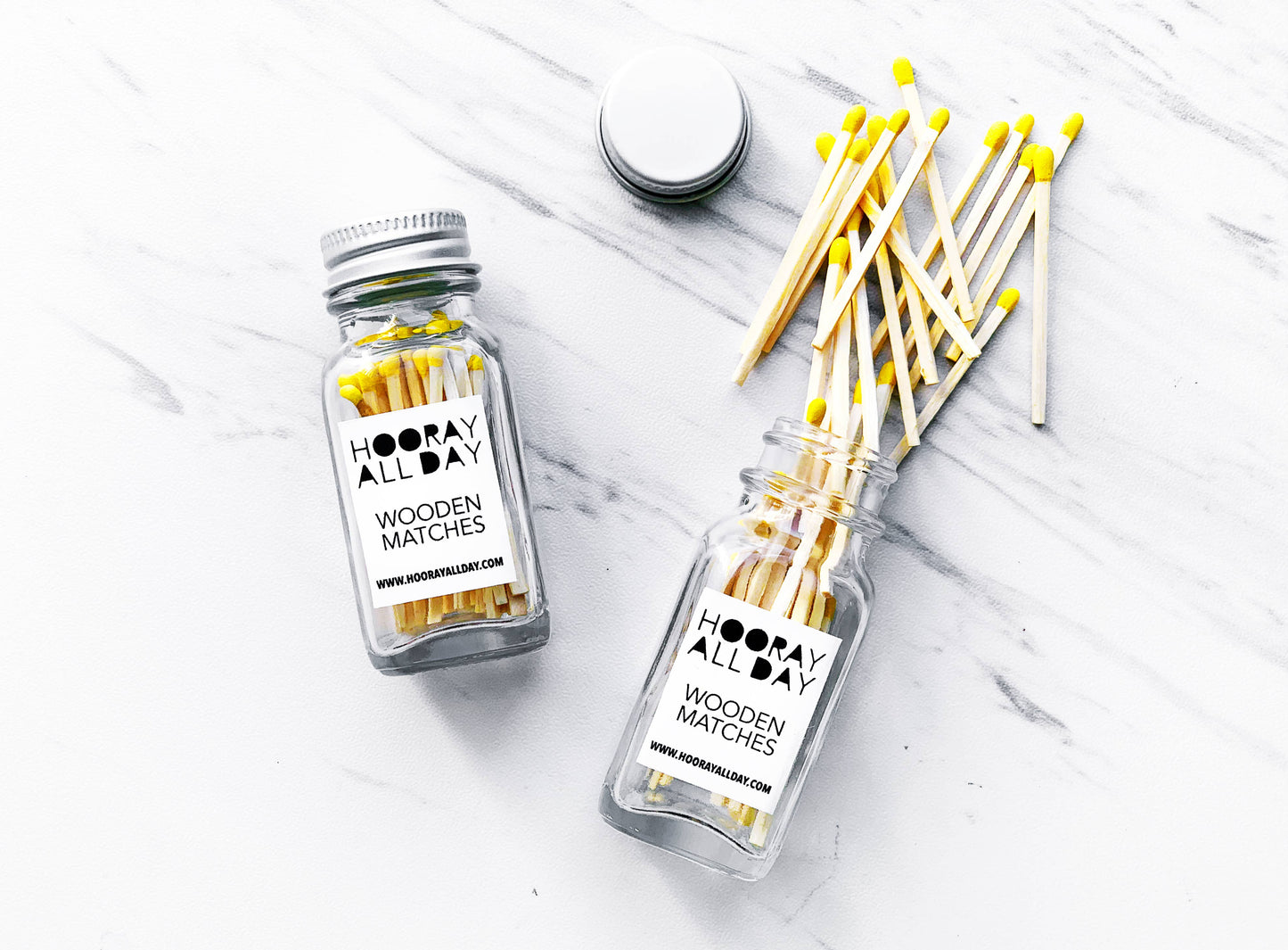 Colorful Wooden Matches In Little Glass Bottle