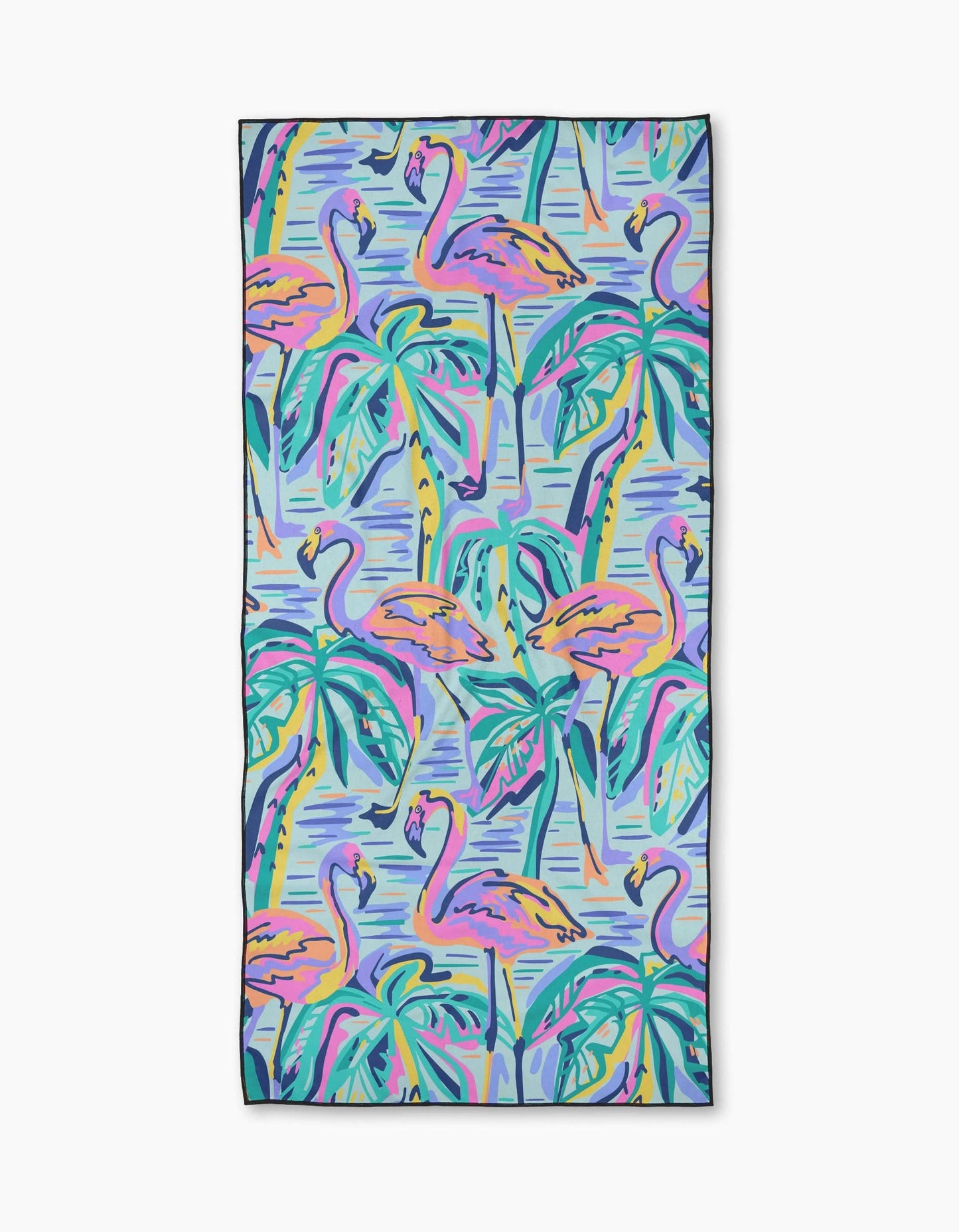 Geometry Pink Flamingo Beach Towel