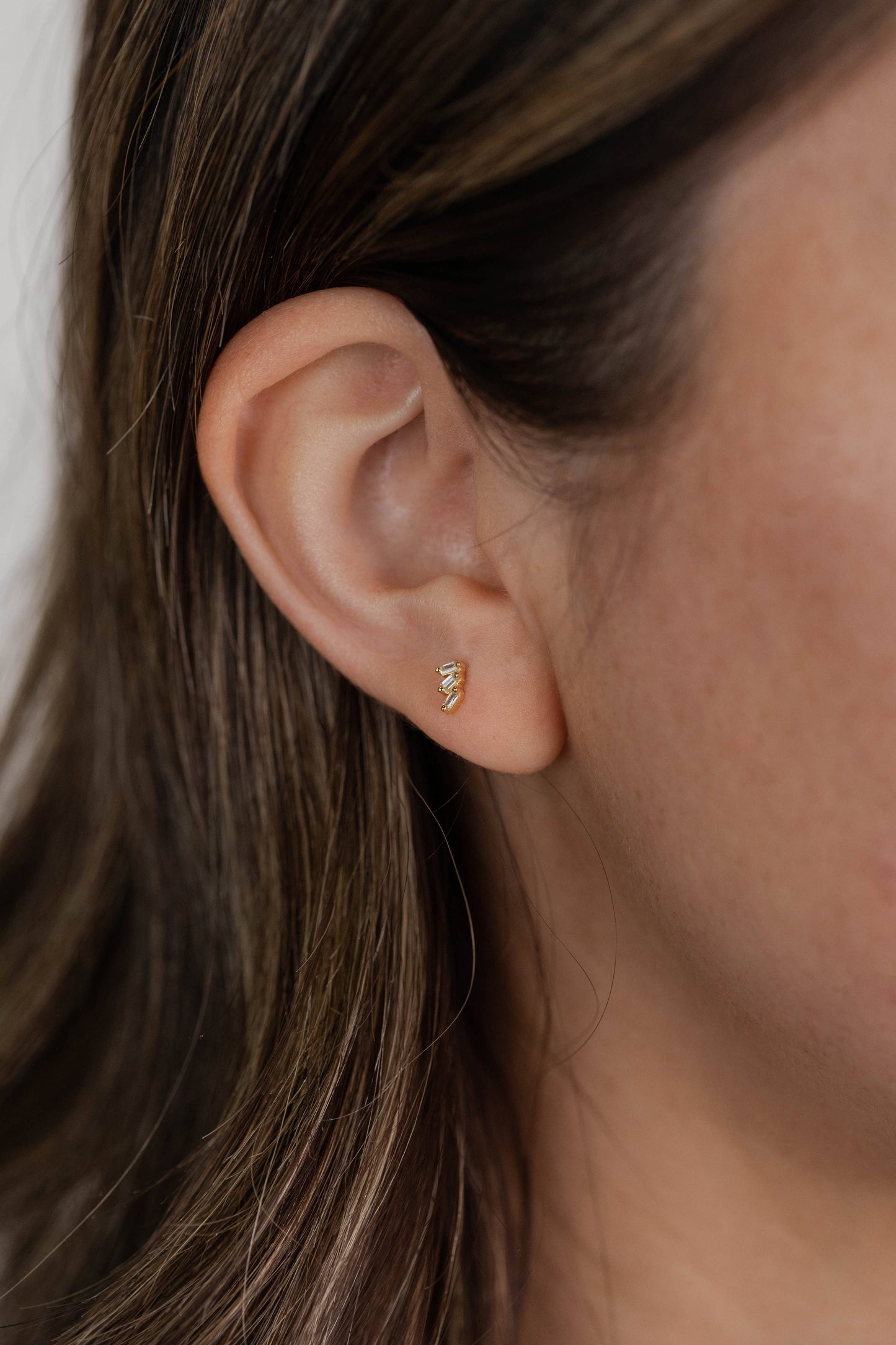 White CZ Offset Trio Studs