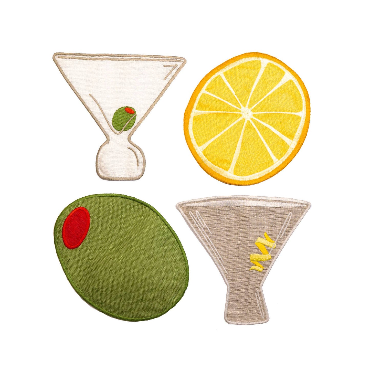 Martini Linen Cocktail Coasters