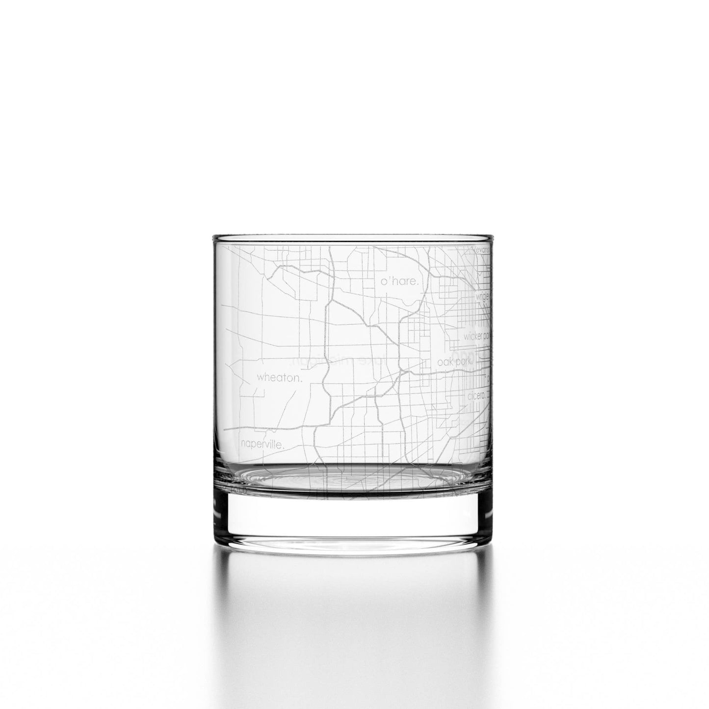 Chicago IL Map Rocks Whiskey Glass