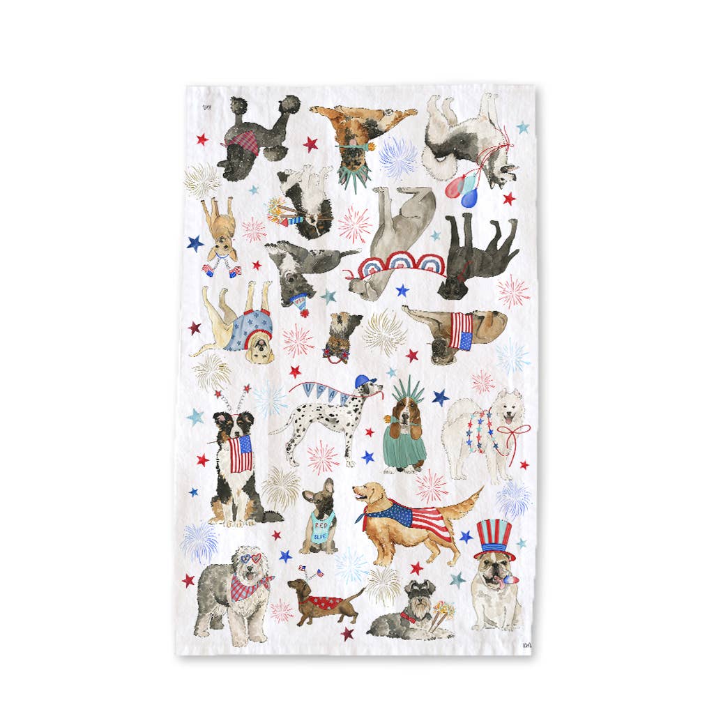 Patriotic Dogs Tea Towel