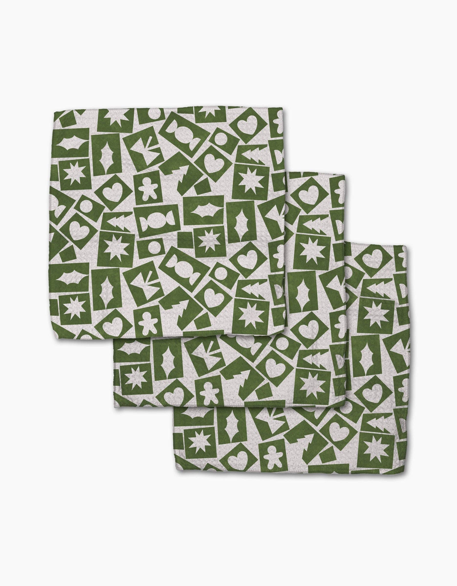 Geometry Cutout Christmas Dishcloth Set