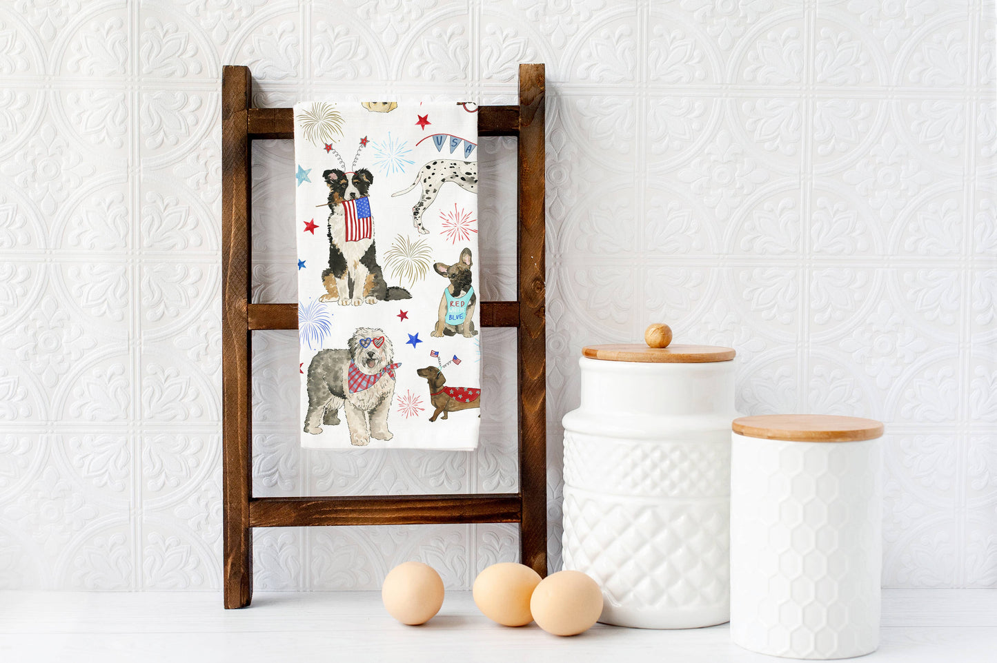 Patriotic Dogs Tea Towel