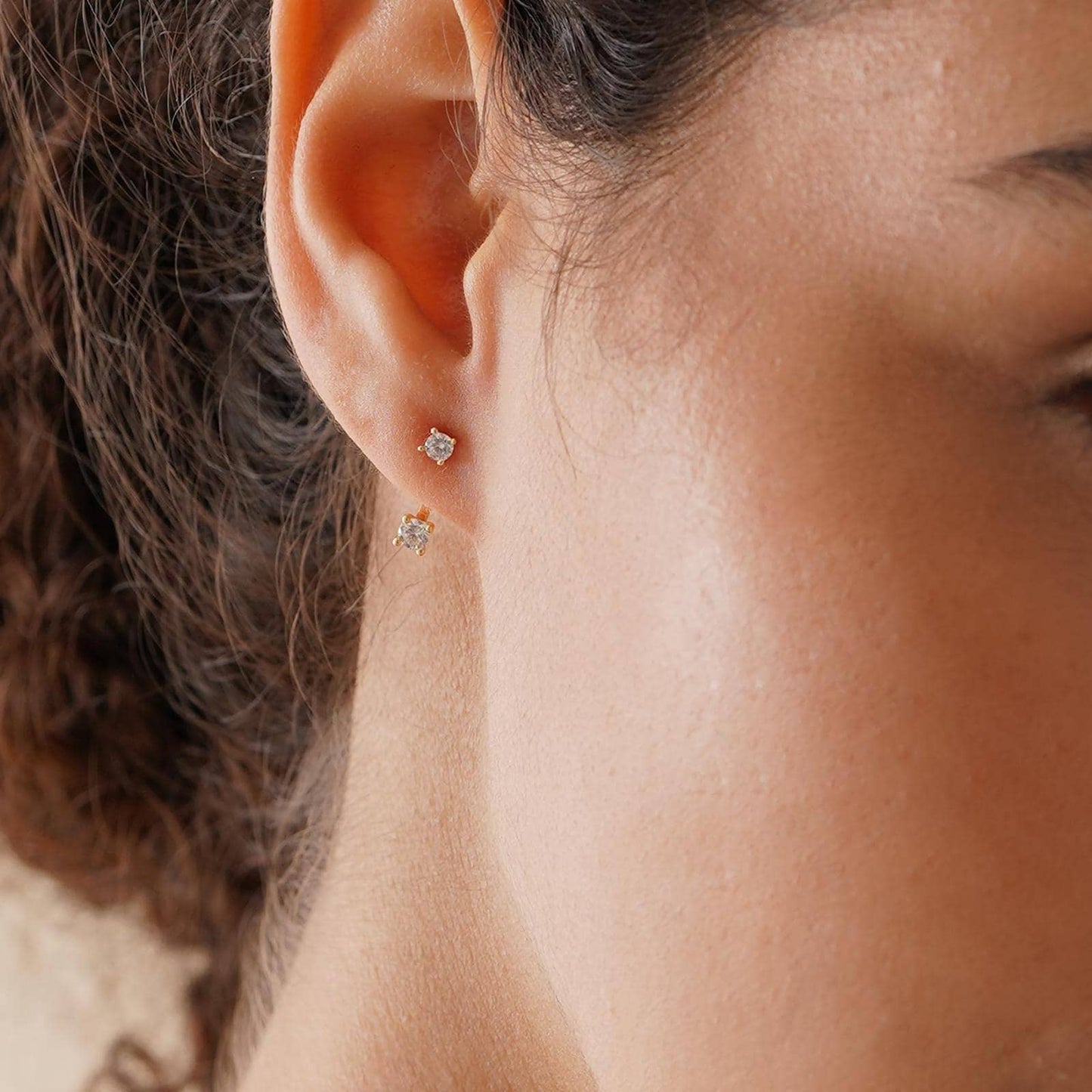 Front-Back Gold CZ Earrings