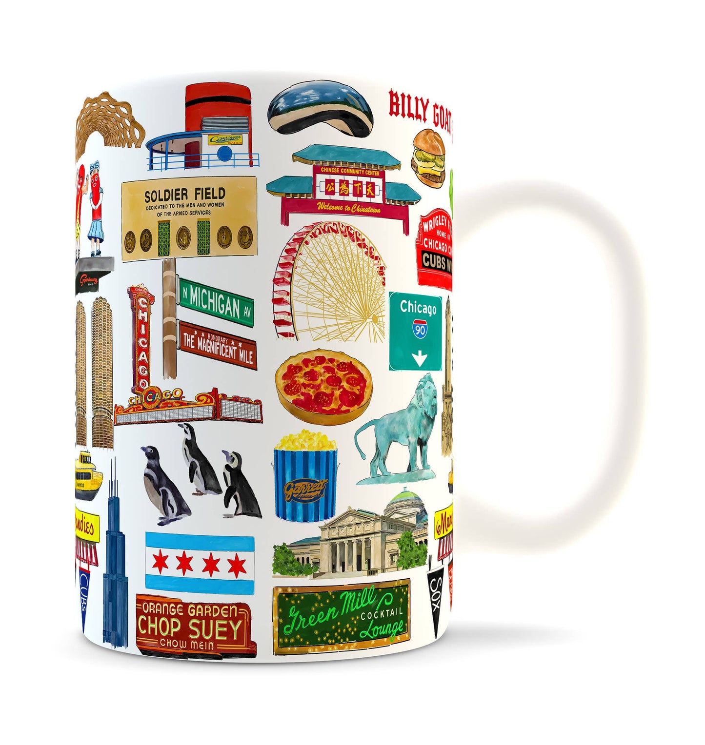 Iconic Chicago Watercolor Ceramic Mug