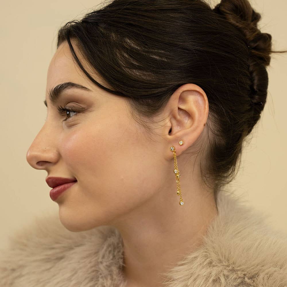 Swishy Chain Stud Drop Earrings