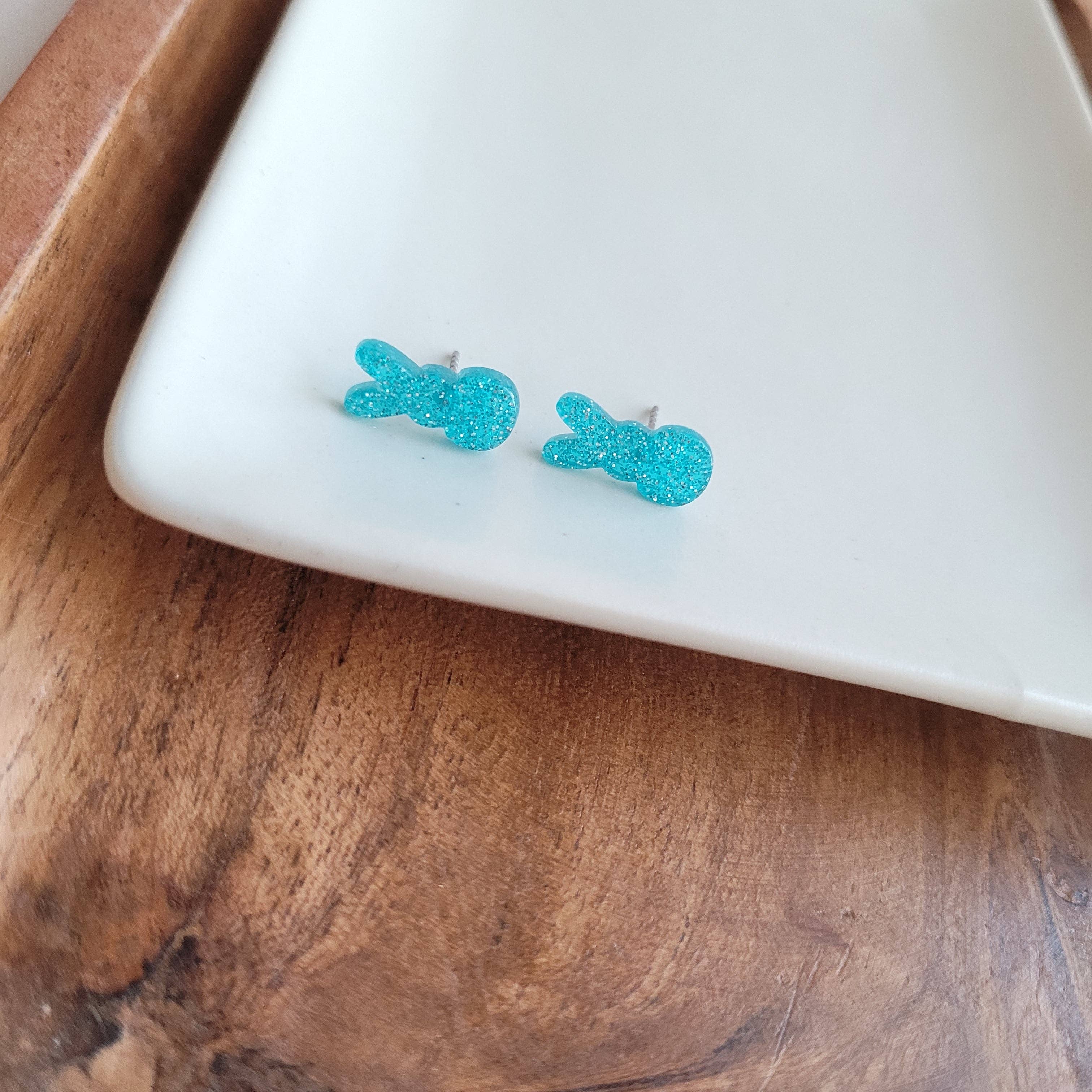 Glitter Bunny Studs