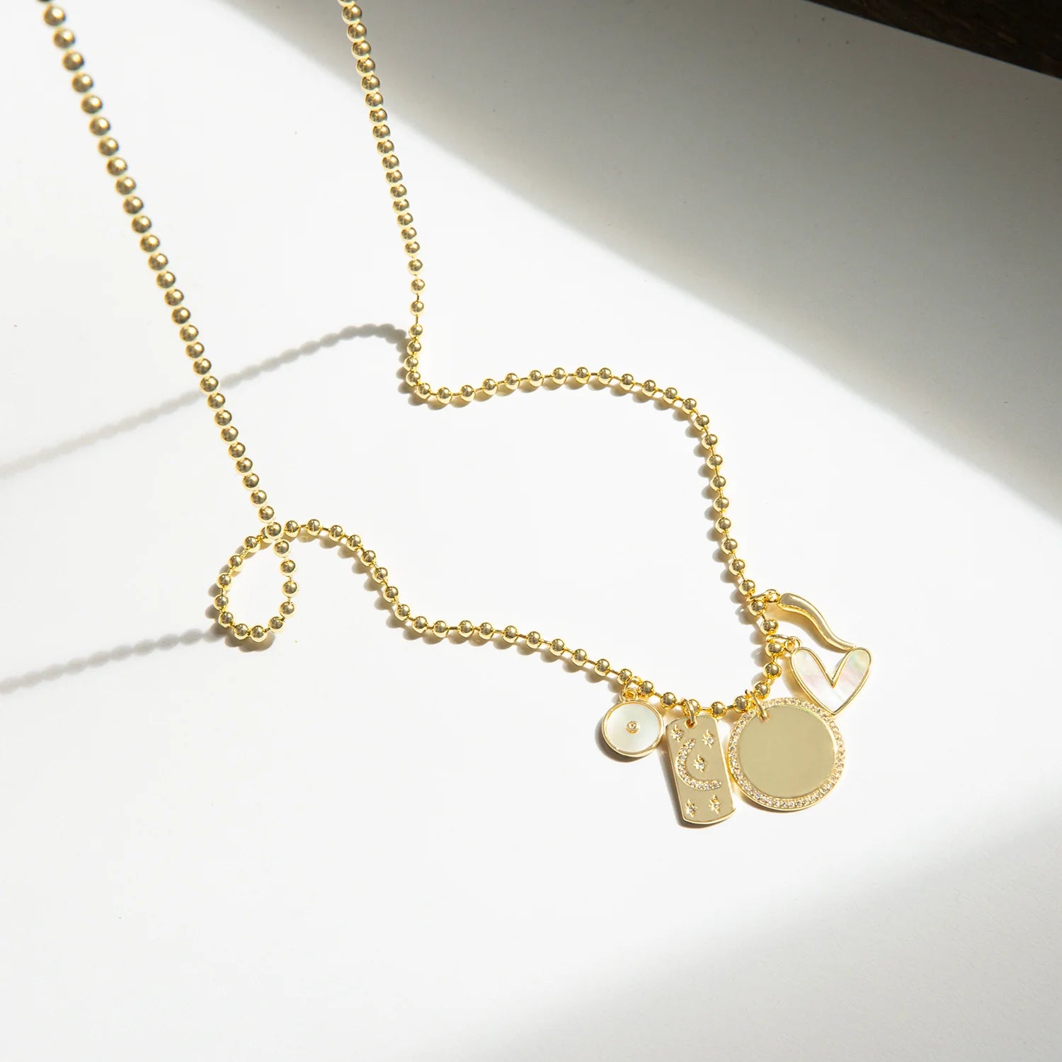 5 Charm Ball Chain Necklace