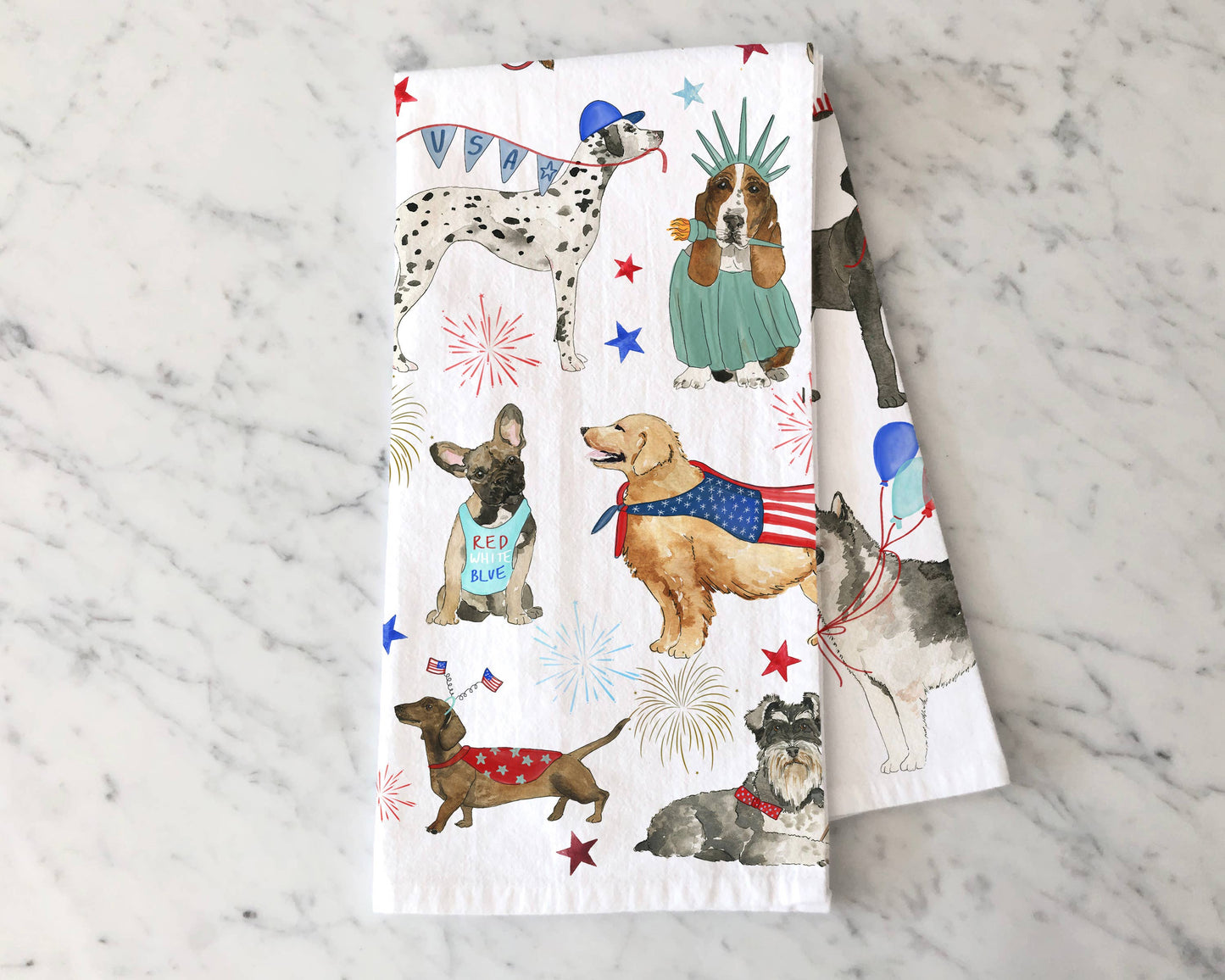 Patriotic Dogs Tea Towel