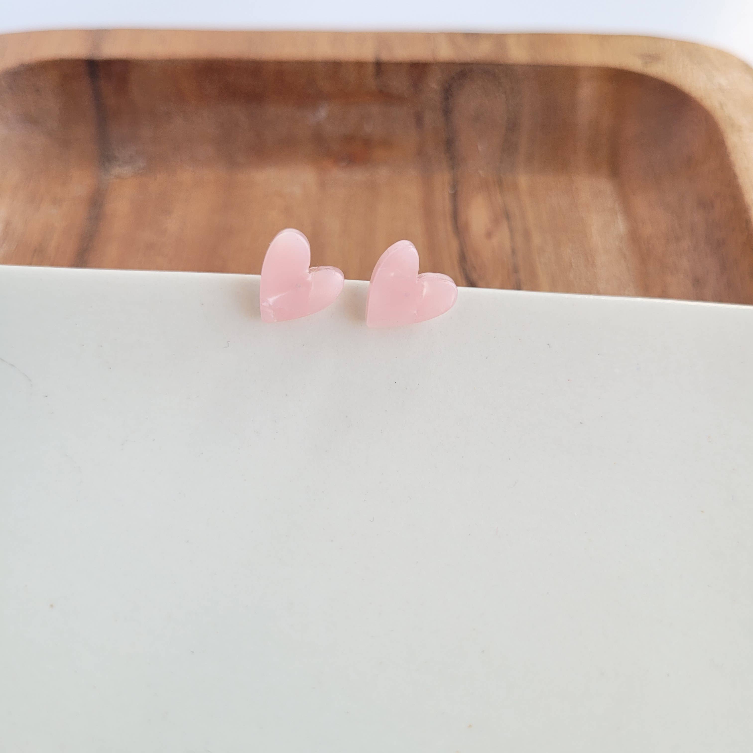 Pink Heart Studs