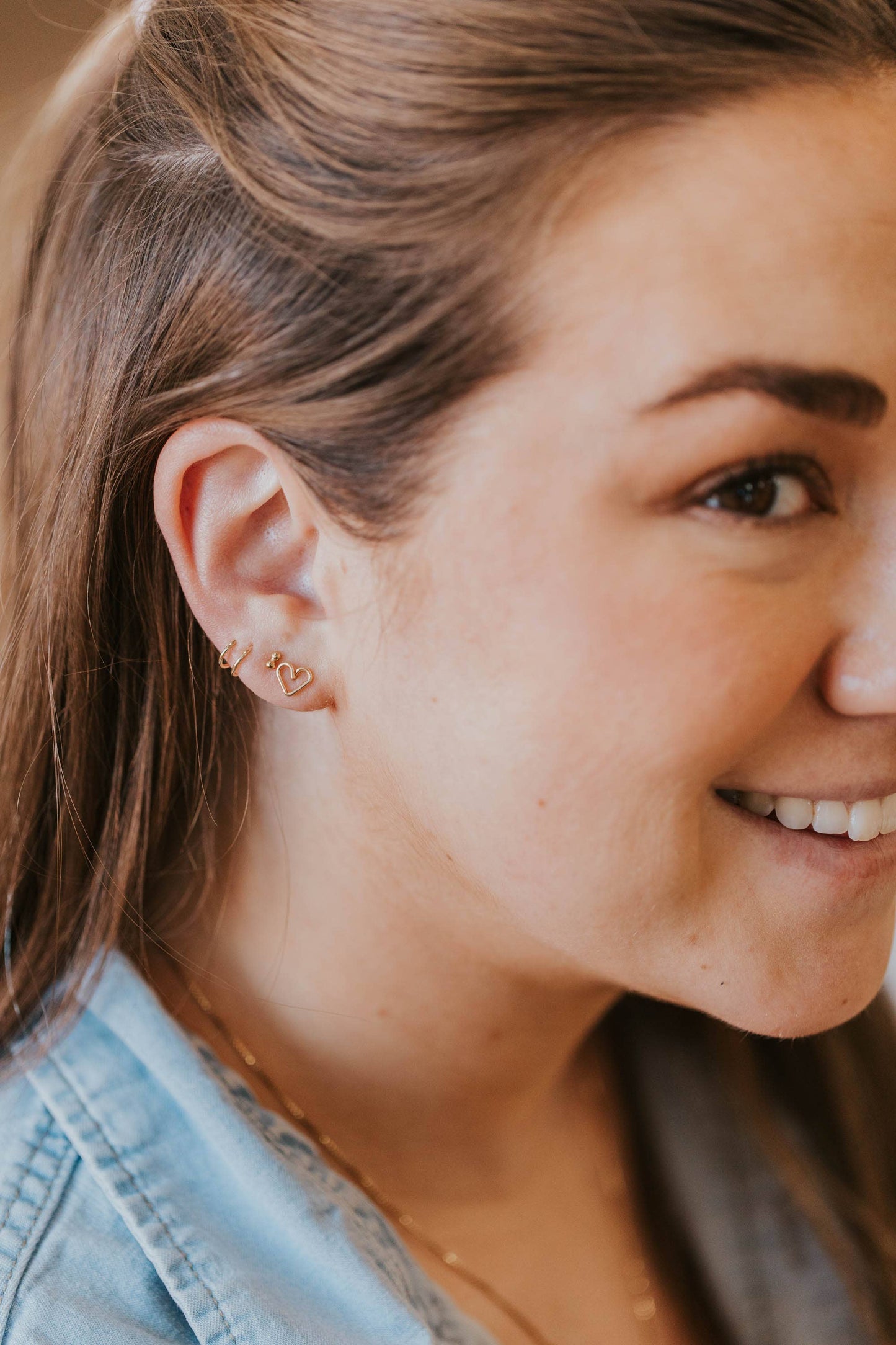 Open Heart Gold Studs