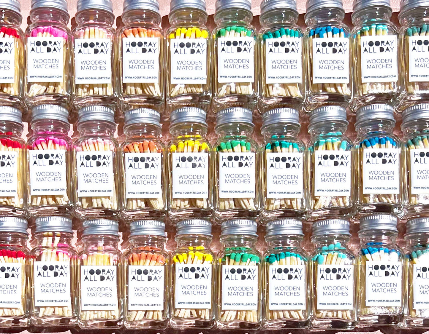 Colorful Wooden Matches In Little Glass Bottle
