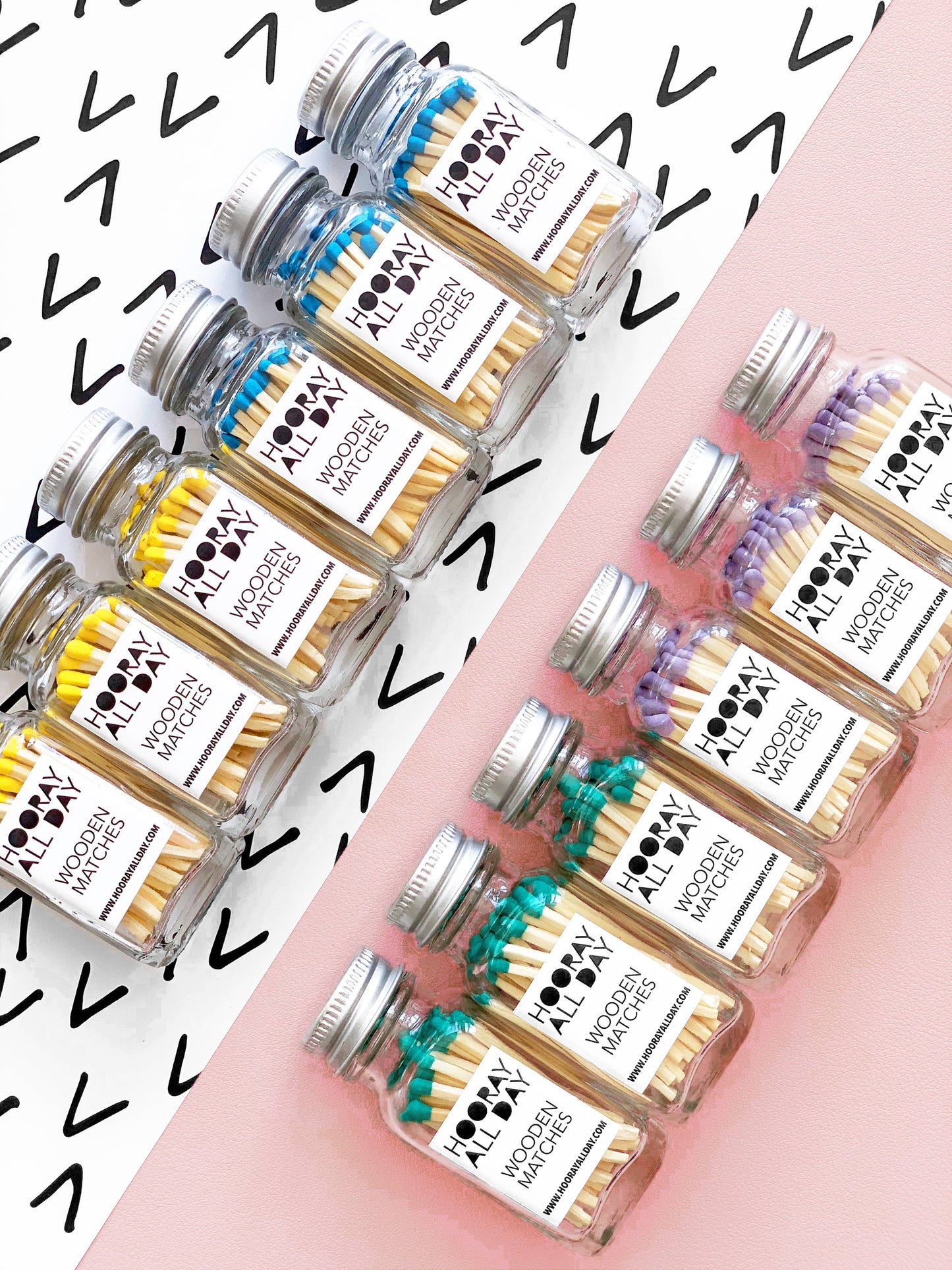 Colorful Wooden Matches In Little Glass Bottle