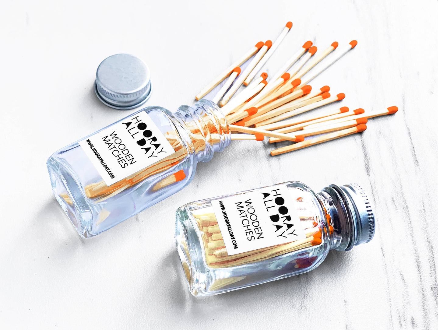 Colorful Wooden Matches In Little Glass Bottle
