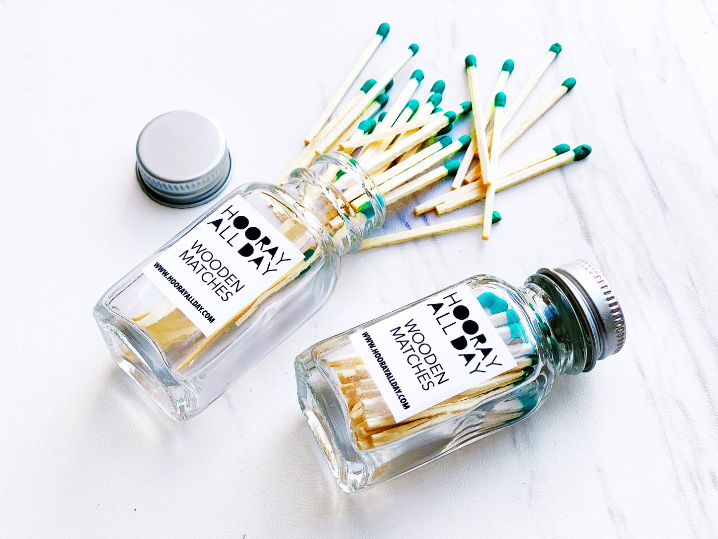 Colorful Wooden Matches In Little Glass Bottle