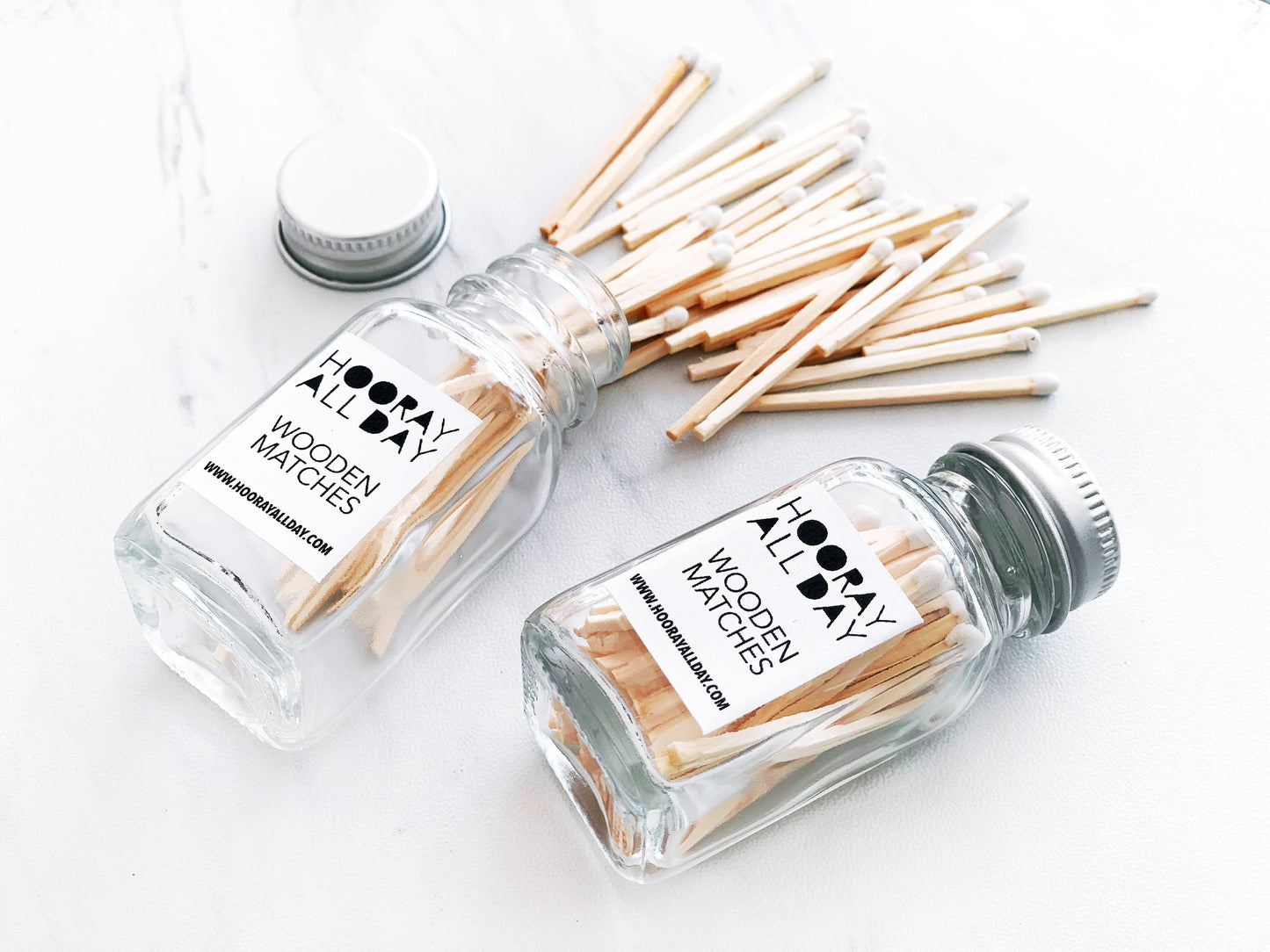 Colorful Wooden Matches In Little Glass Bottle