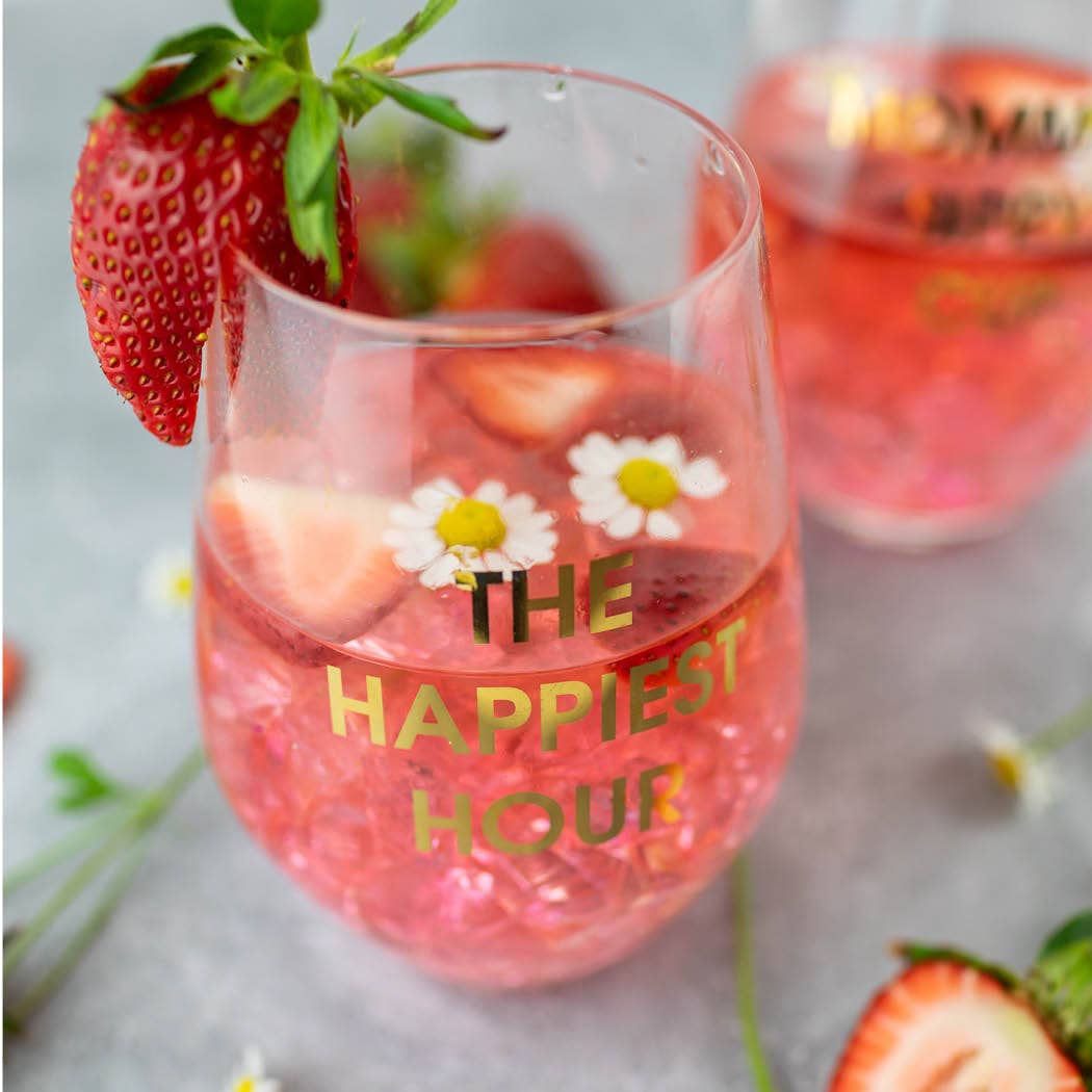 The Happiest Hour Wine Glass