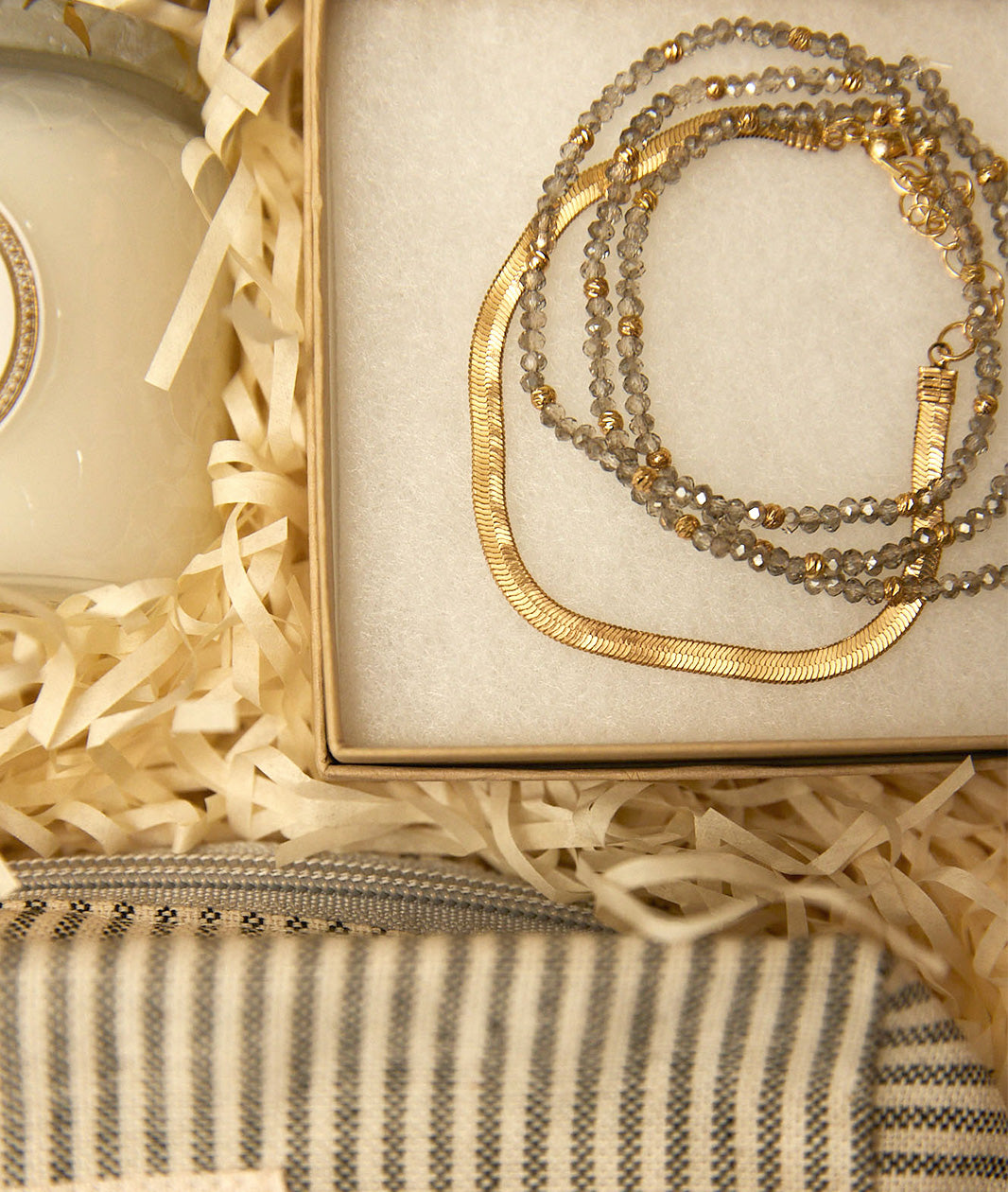 Glass Bead + Herringbone Bracelets