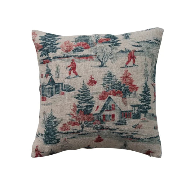 Vintage Skiing Pillow