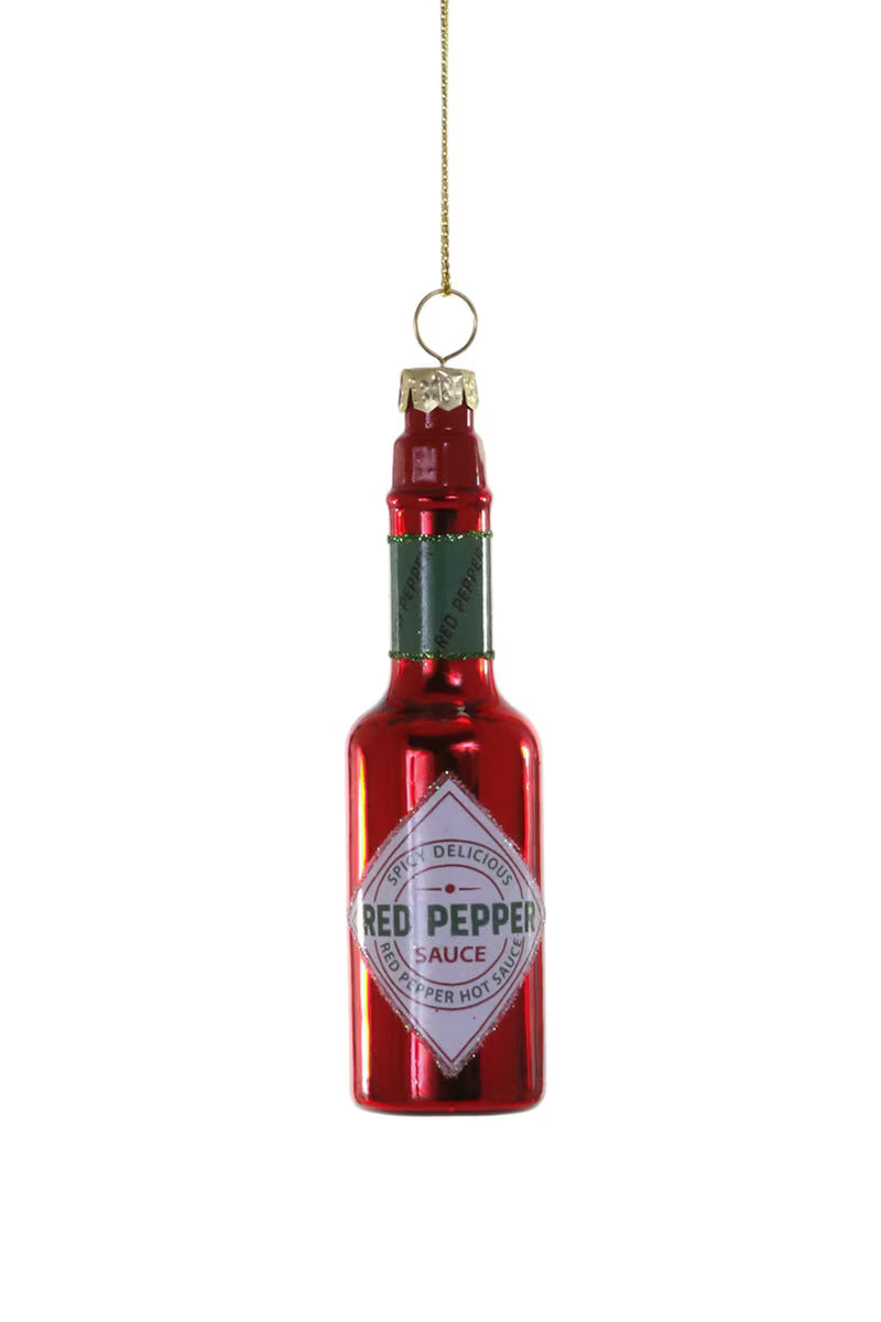 Red Hot Sauce Glass Ornament