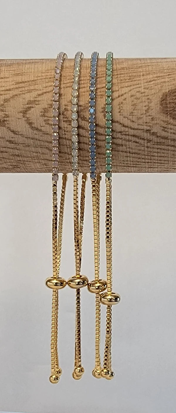 Gold Opal Pull Tie Bracelet