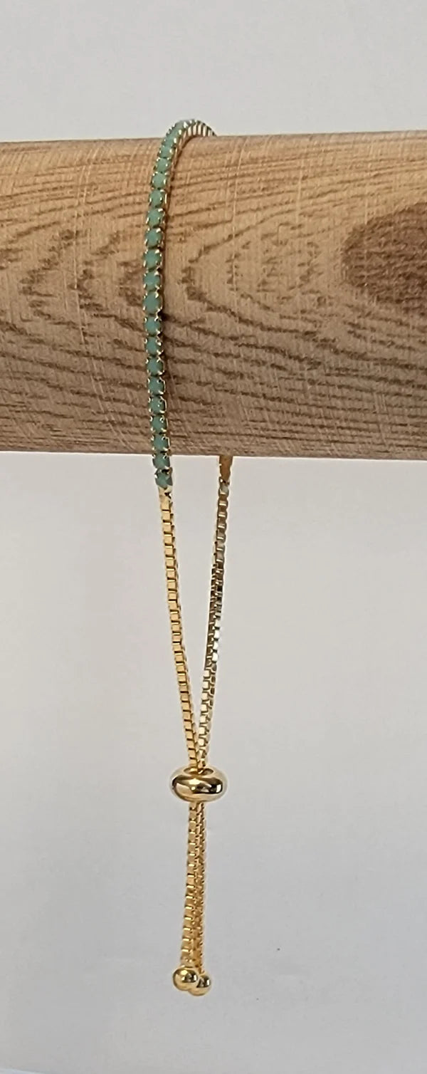 Gold Opal Pull Tie Bracelet