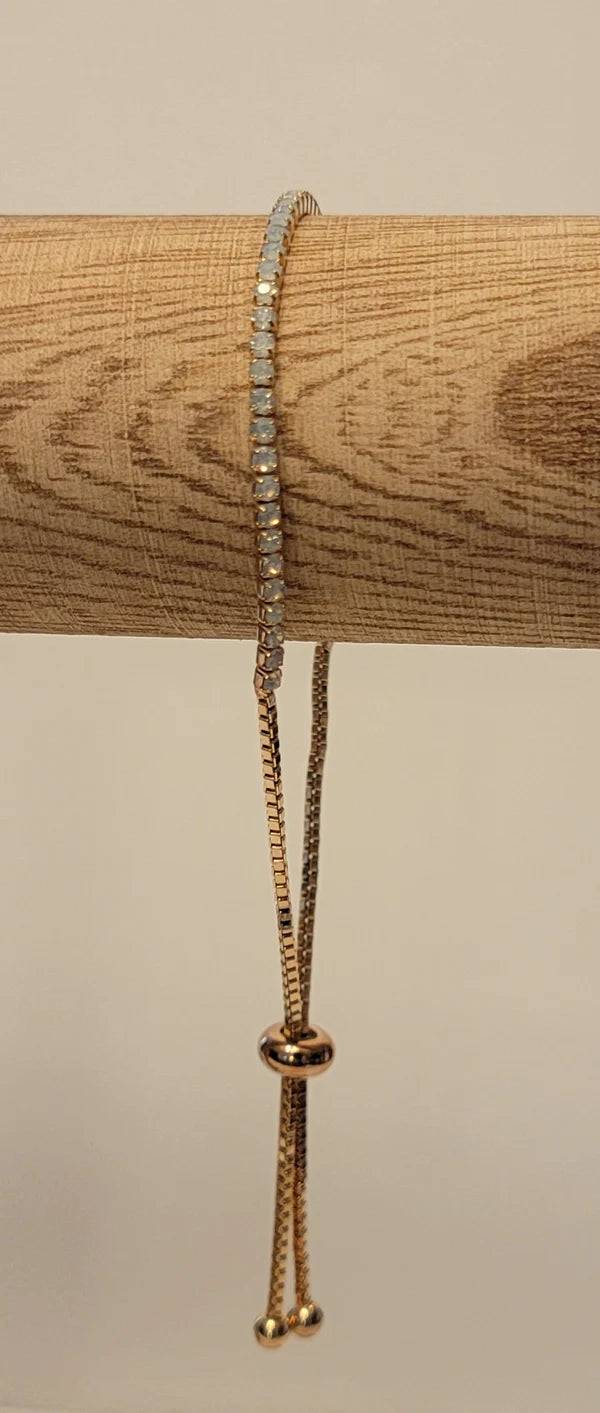 Gold Opal Pull Tie Bracelet