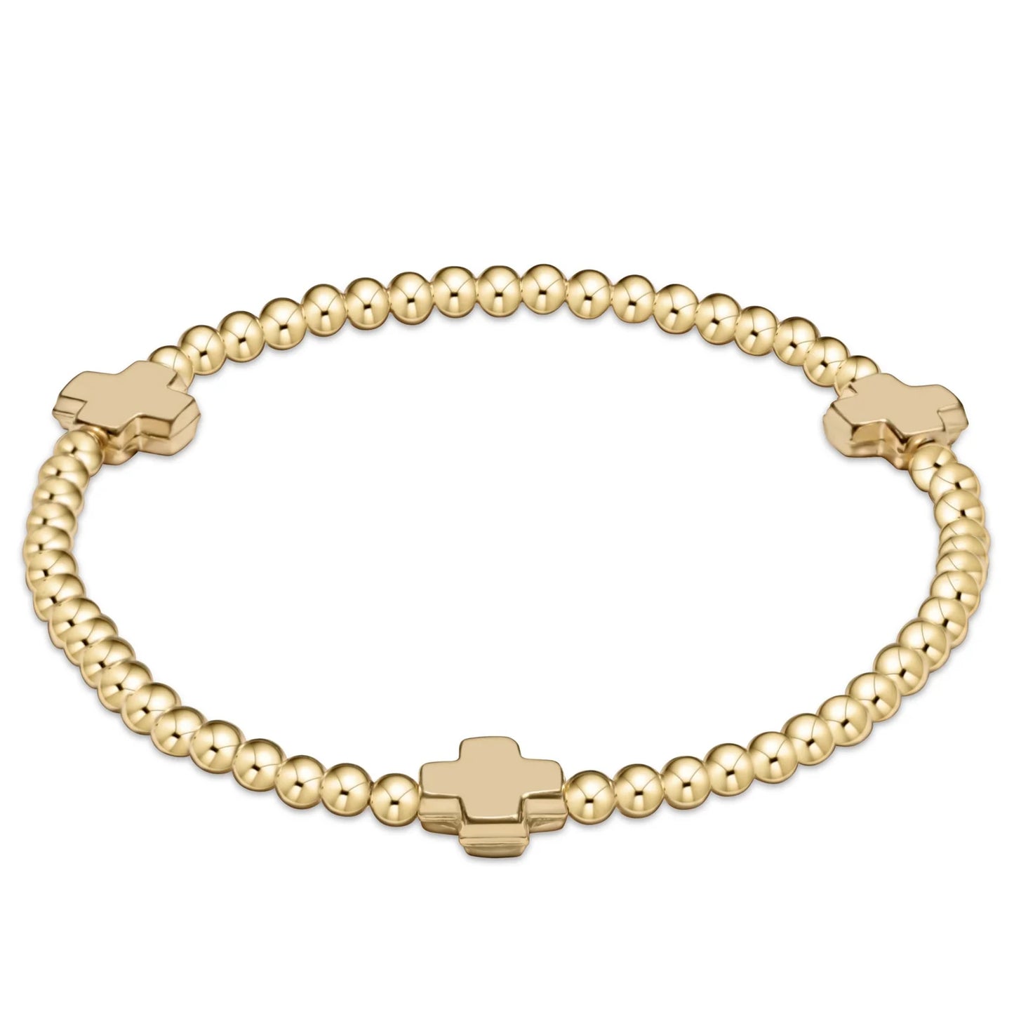Enewton Signature Cross Gold Pattern 3mm Bead Bracelet