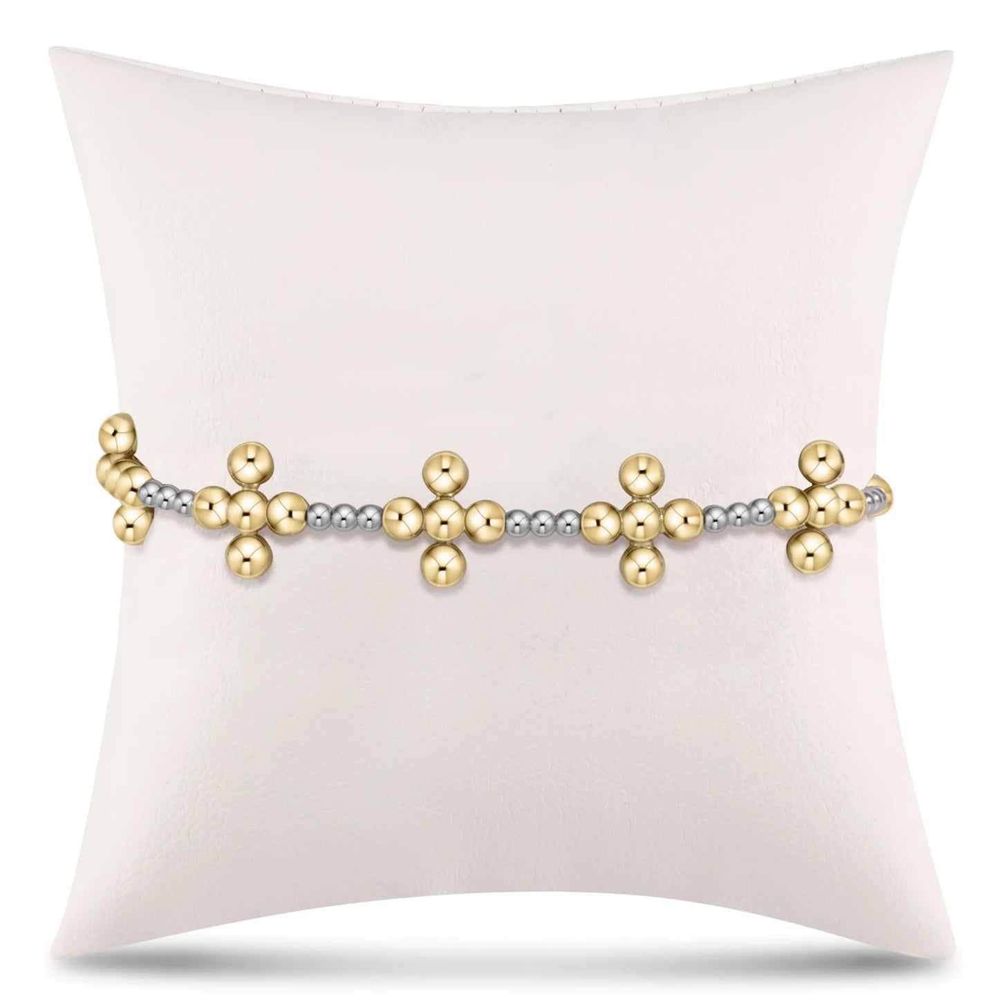 enewton Sincerity Pattern 2.5mm Sterling Bead Bracelet + Signature Gold 4mm Cross