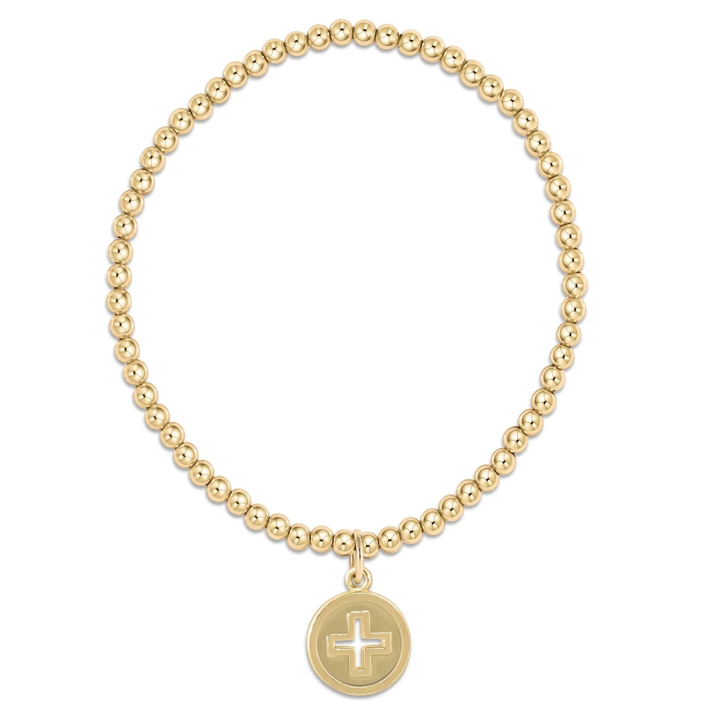 Enewton Classic Gold 3mm Bead Bracelet + Signature Cross Gold Disc