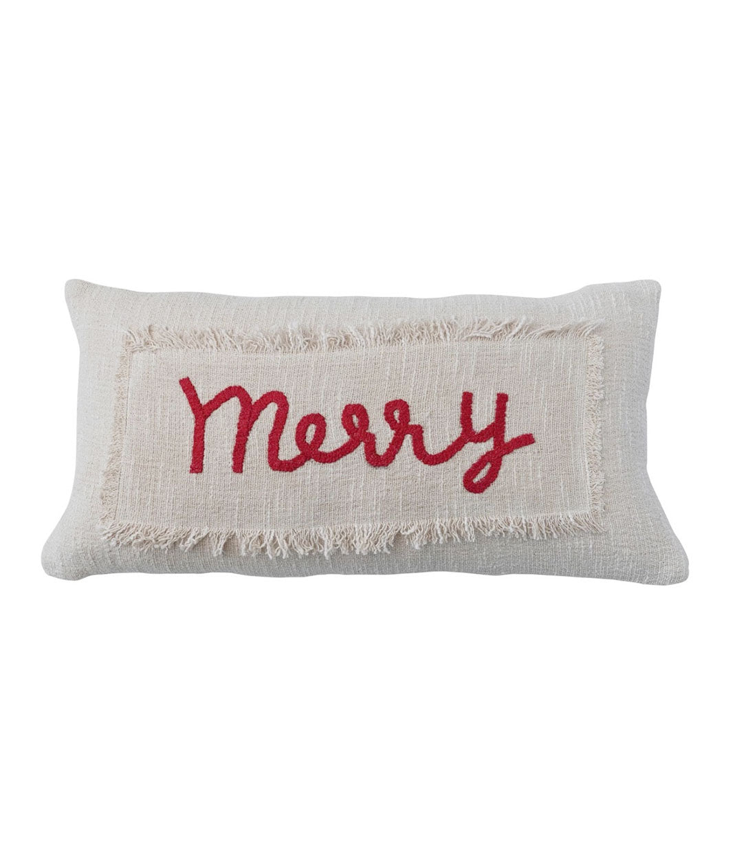 'Merry' Fringe Linen Pillow