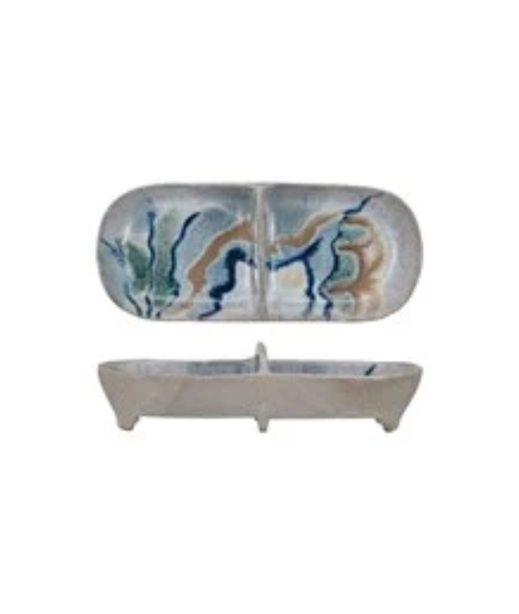 Multicolor Stoneware Footed Dish