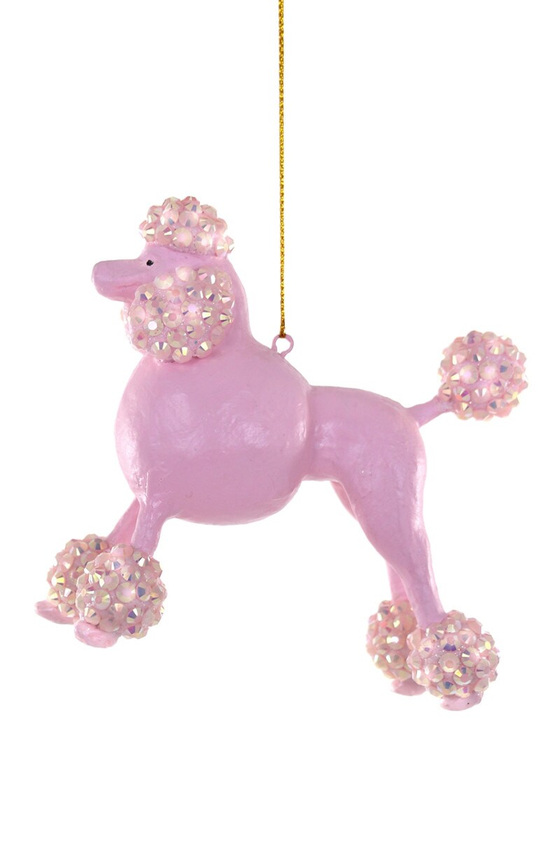 Beaded Pink Poodle Ornament