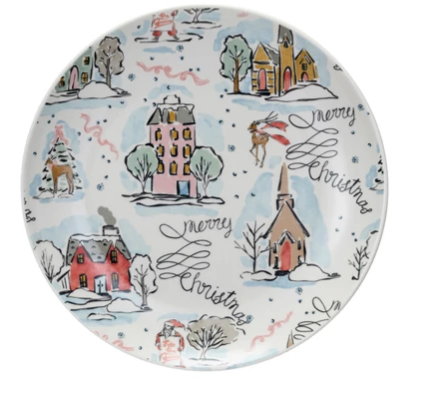 Vintage Holiday Stoneware Plate