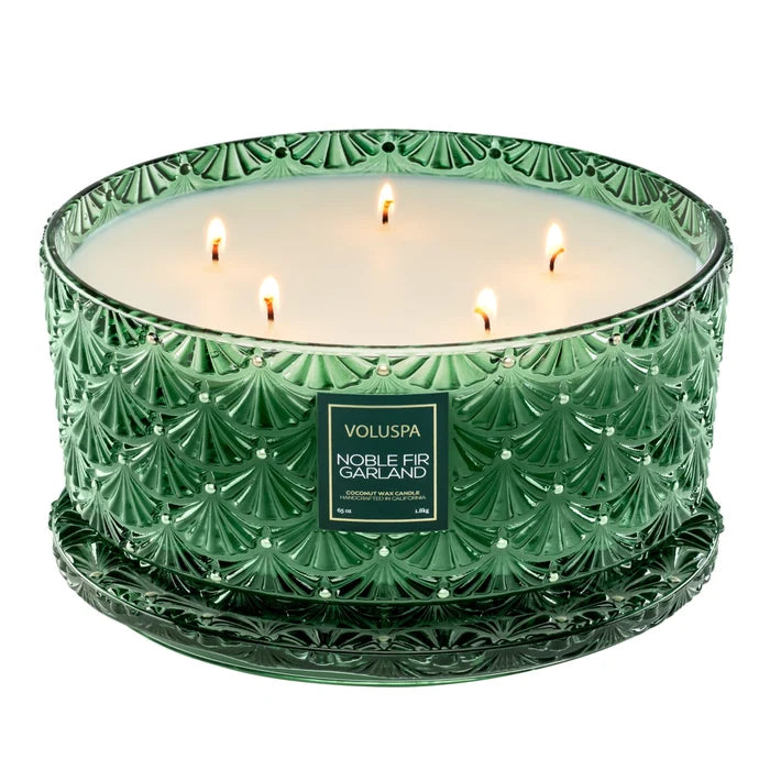 Noble Fir Garland Centerpiece Candle