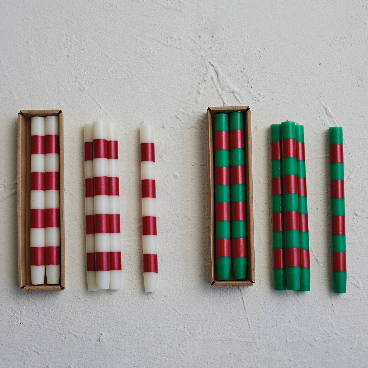 Holiday Striped Taper Candles