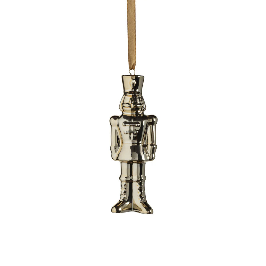 Gold Ceramic Nutcracker Ornament