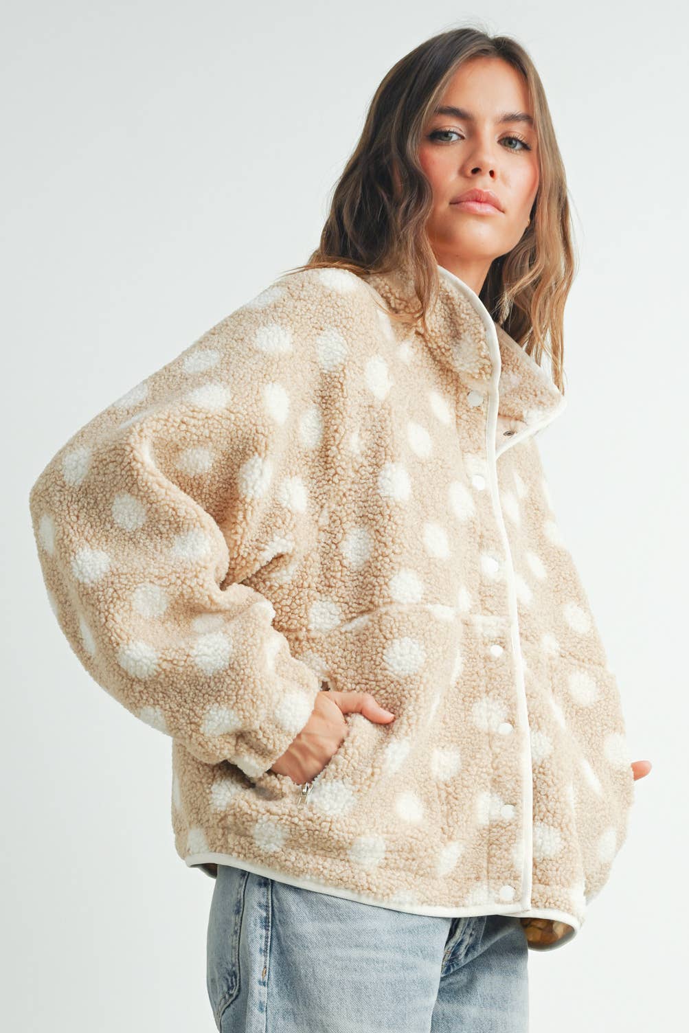 Polka Dot Button Down Jacket