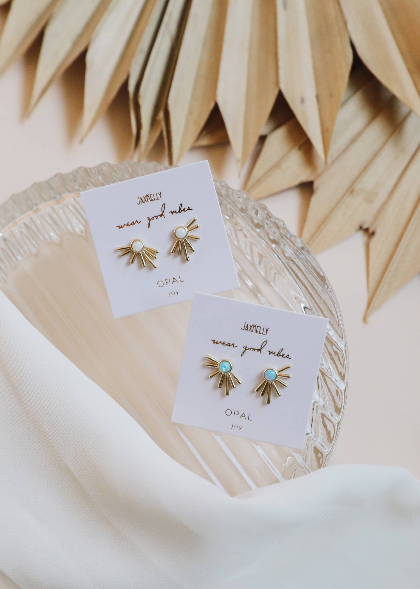 White Opal Sun Ray Earrings