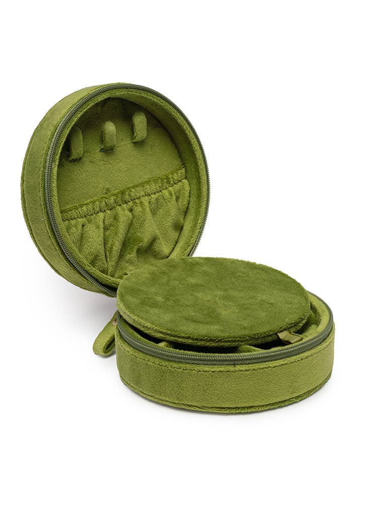 Olive Velvet Jewelry Zip Case