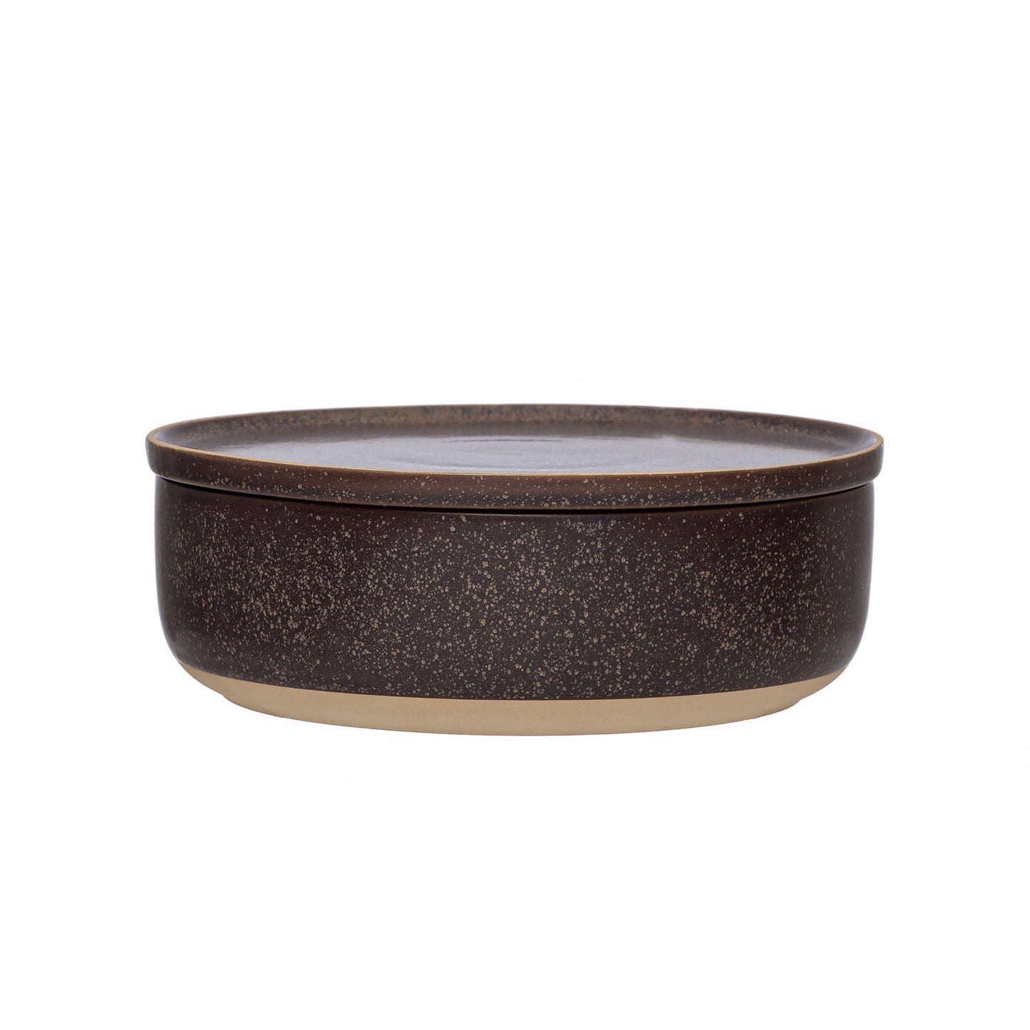 Stoneware Bowl with Lid, Reactive Glaze