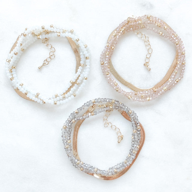 Glass Bead + Herringbone Bracelets