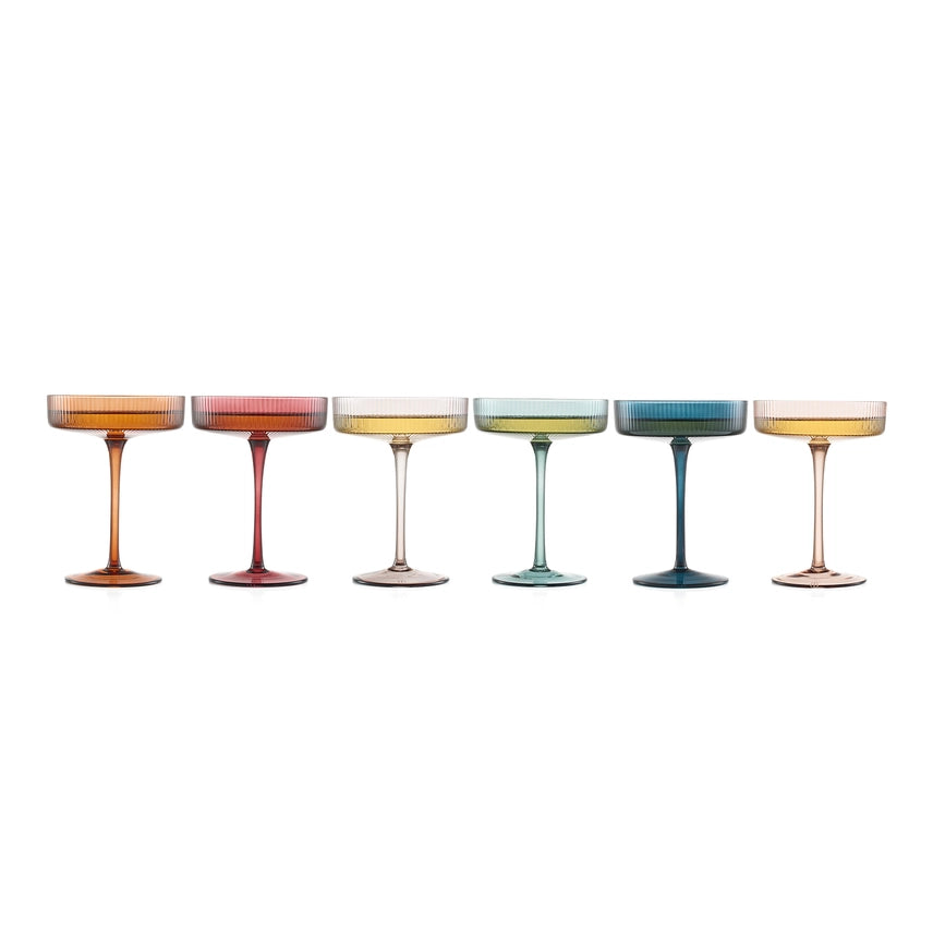 Tonal Ribbed Coupe Glassware Set