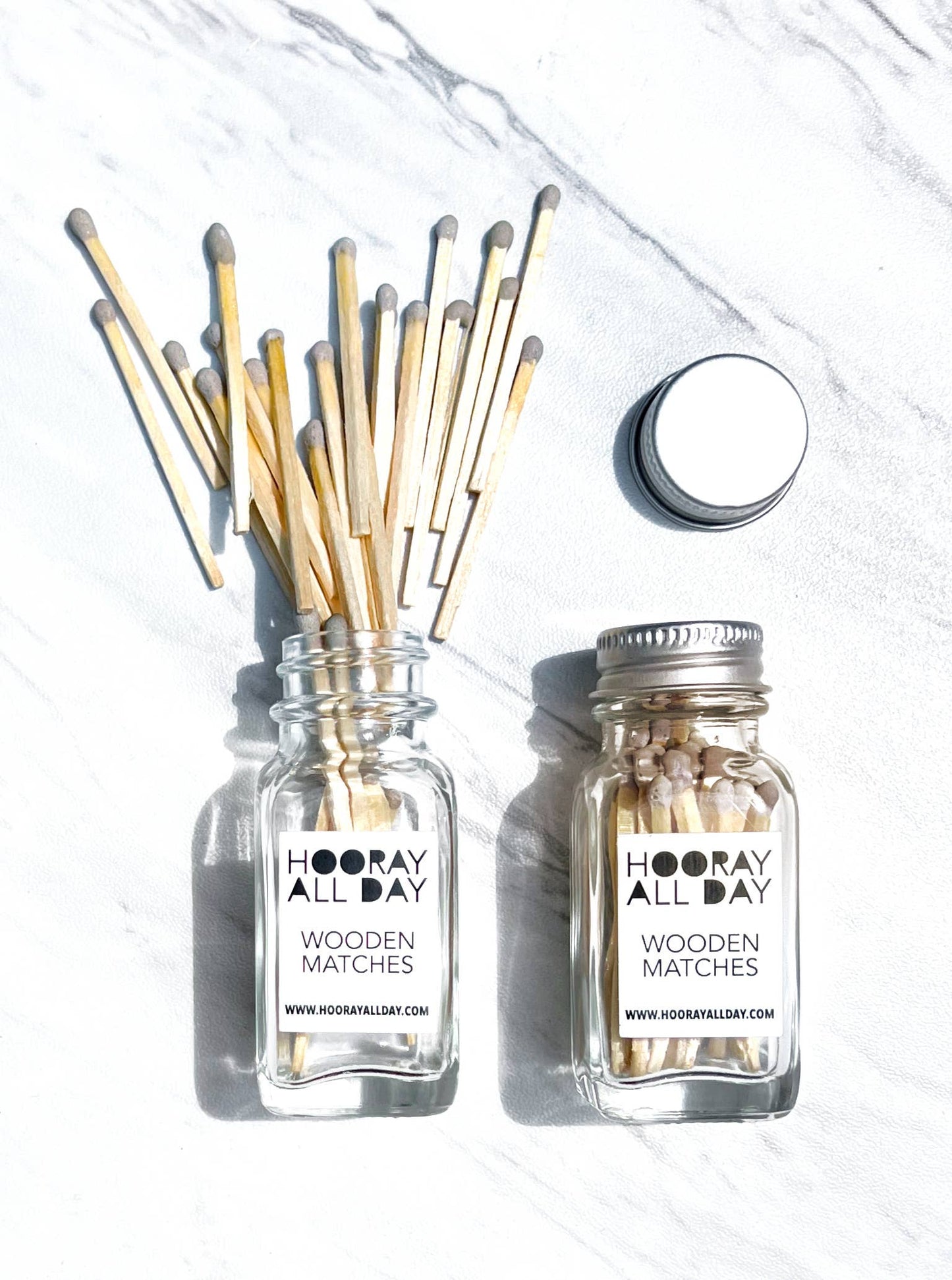 Colorful Wooden Matches In Little Glass Bottle