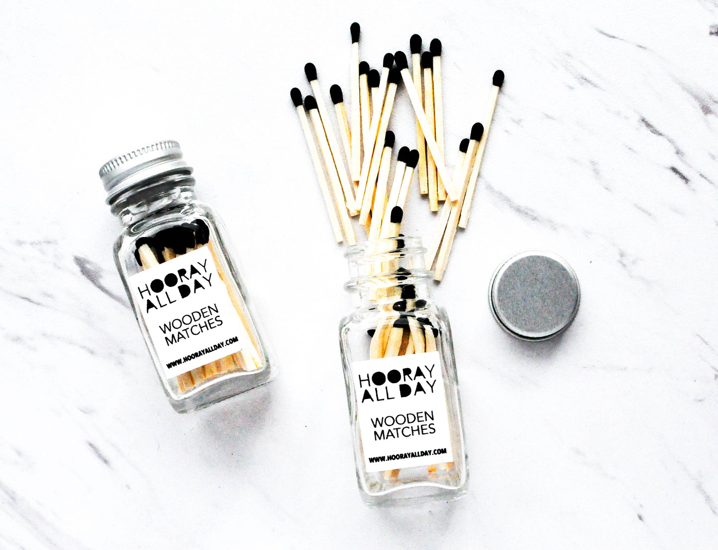 Colorful Wooden Matches In Little Glass Bottle