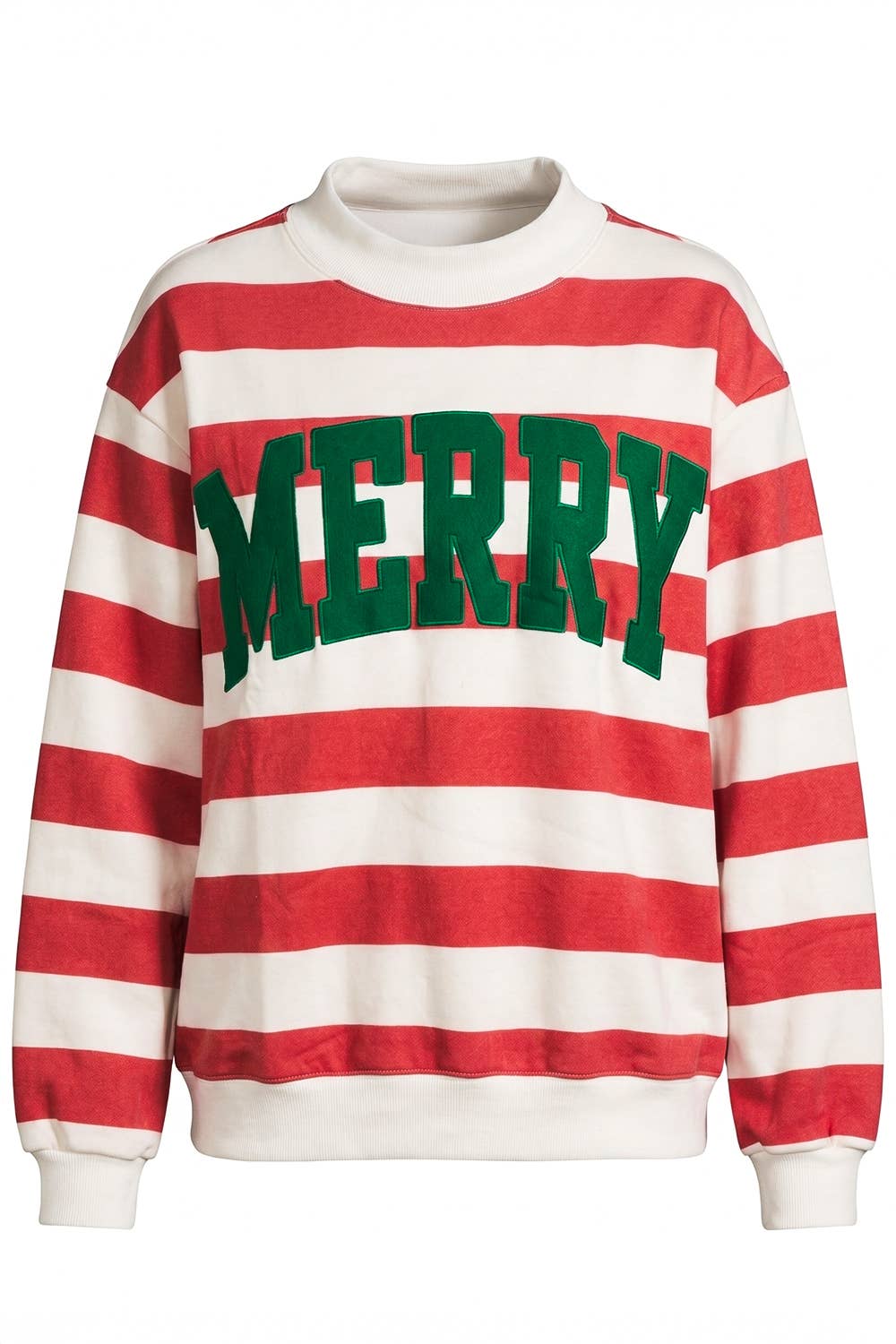 Merry Mock Neck Striped Sweatshirt