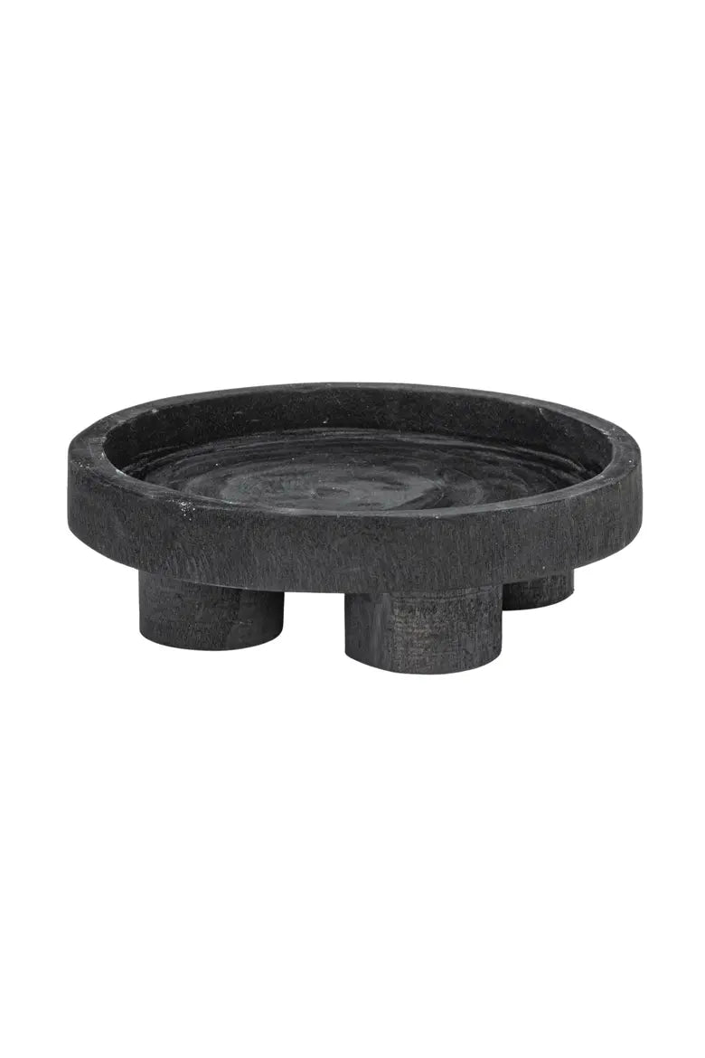 Black Round Wood Riser with Feet