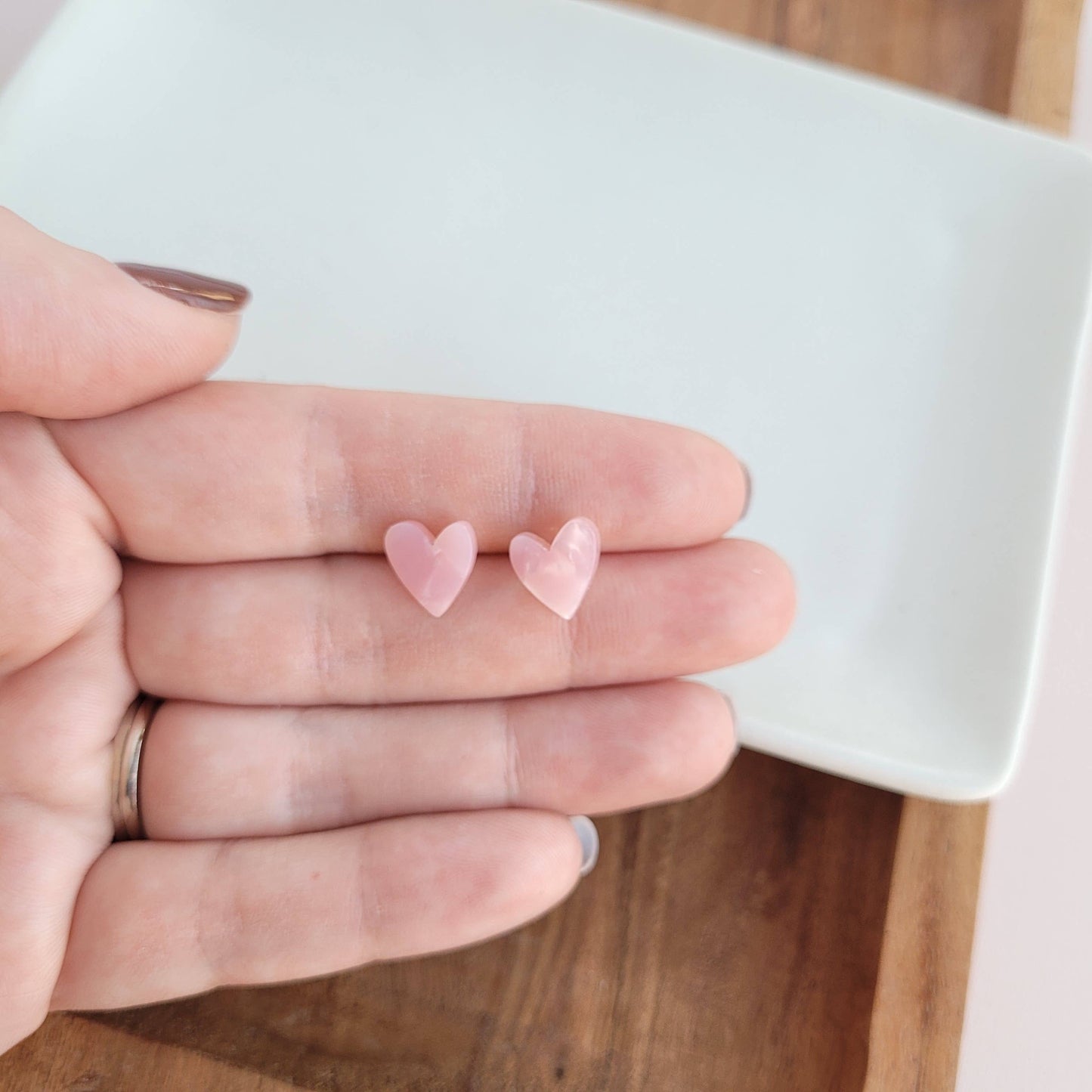 Pink Heart Studs